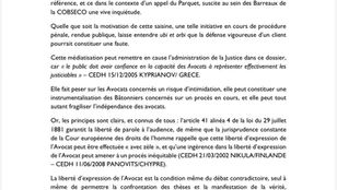 COMMUNIQUE DE LA COBSECO SUR LES DECLARATIONS DU PARQUET GENERAL DANS LE DOSSIER DIT "DZ MAFIA"