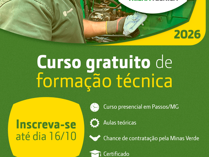 Minas Verde abre inscrições para o Trilha Técnica 2026 em Passos