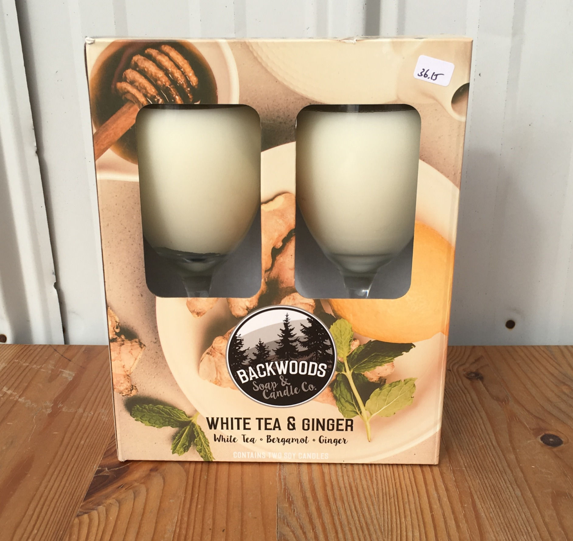 White Tea & Ginger Wine Glass Duo Candles