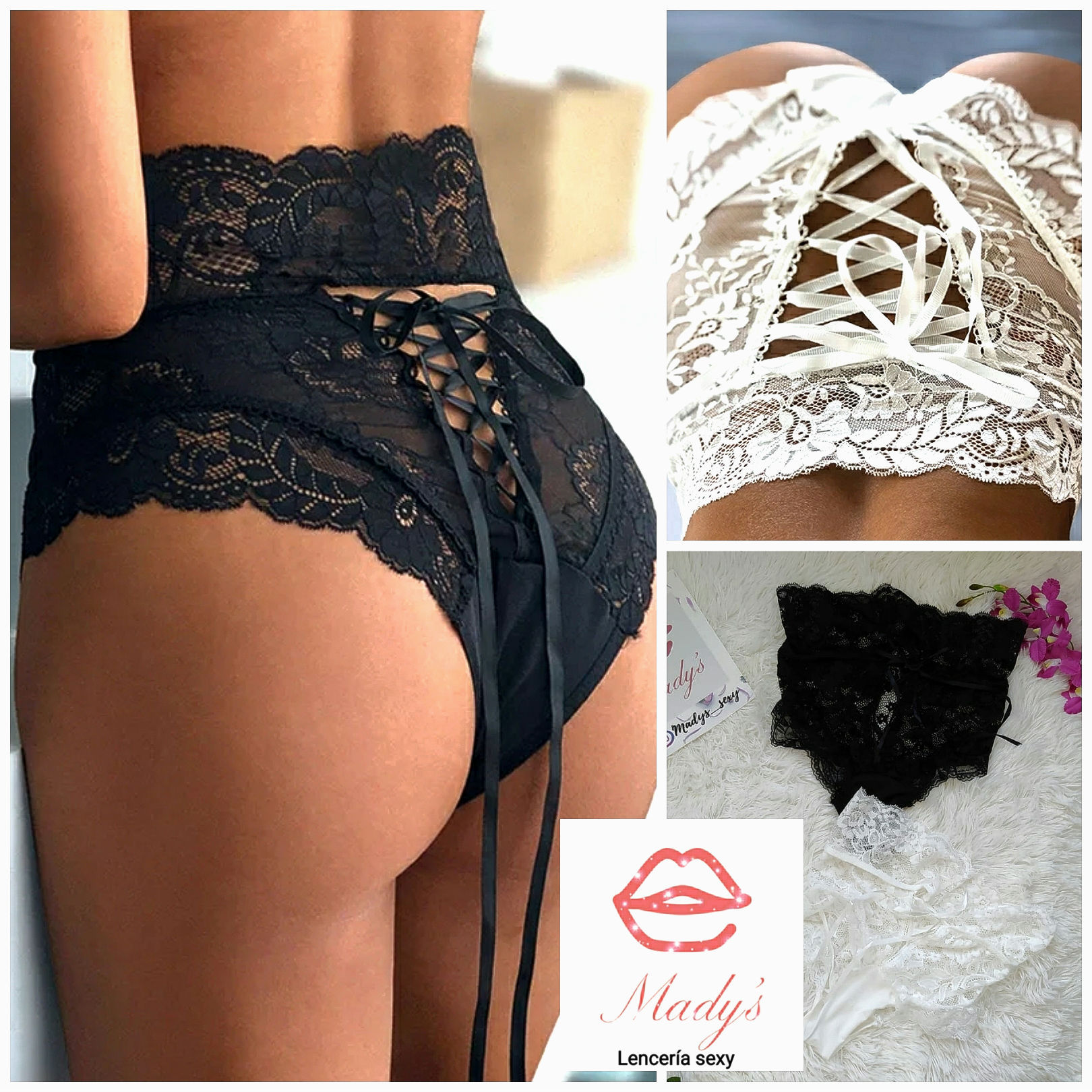 Sexy bragas encaje cintura alta