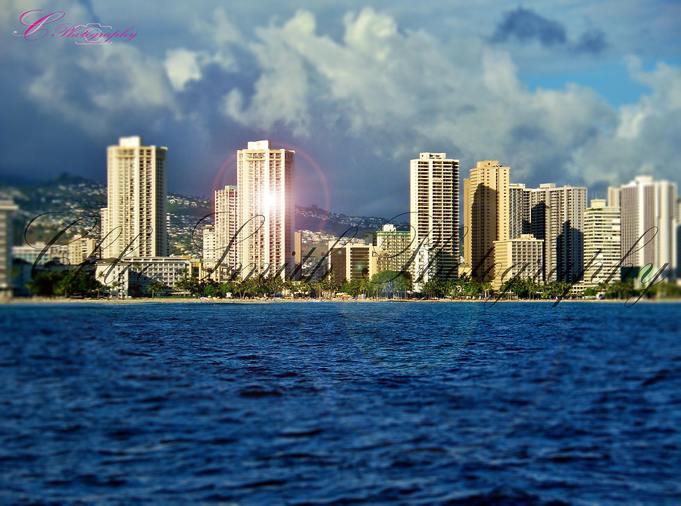 hawaii buildings edited with camera lens