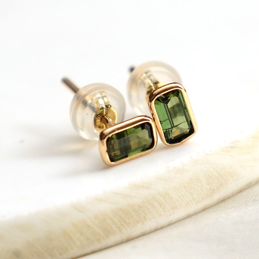 minimal green tourmaline studs in 14k gold for everyday wear