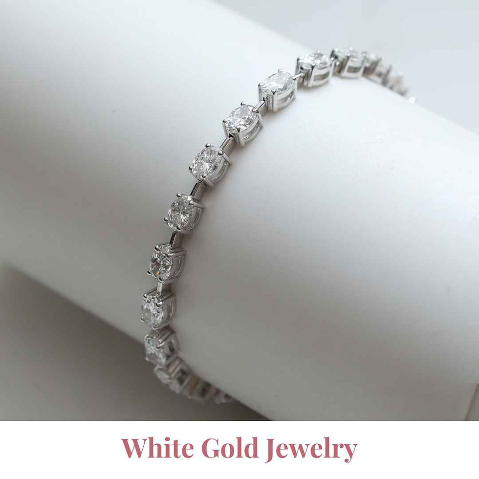 Elegant white gold jewelry featuring sleek designs, perfect for adding a sophisticated and modern to