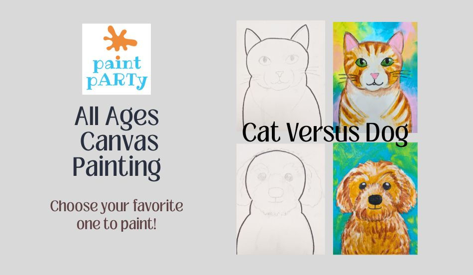 All Ages Canvas Painting - Cat Versus Dog