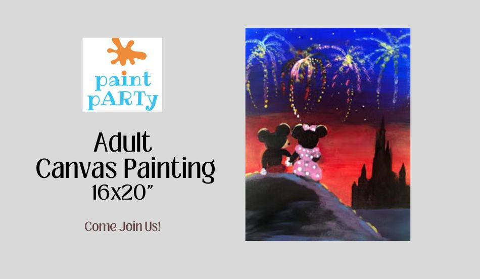 Canvas Painting (Adult session) - Mickey and Minnie Fireworks 16x20"