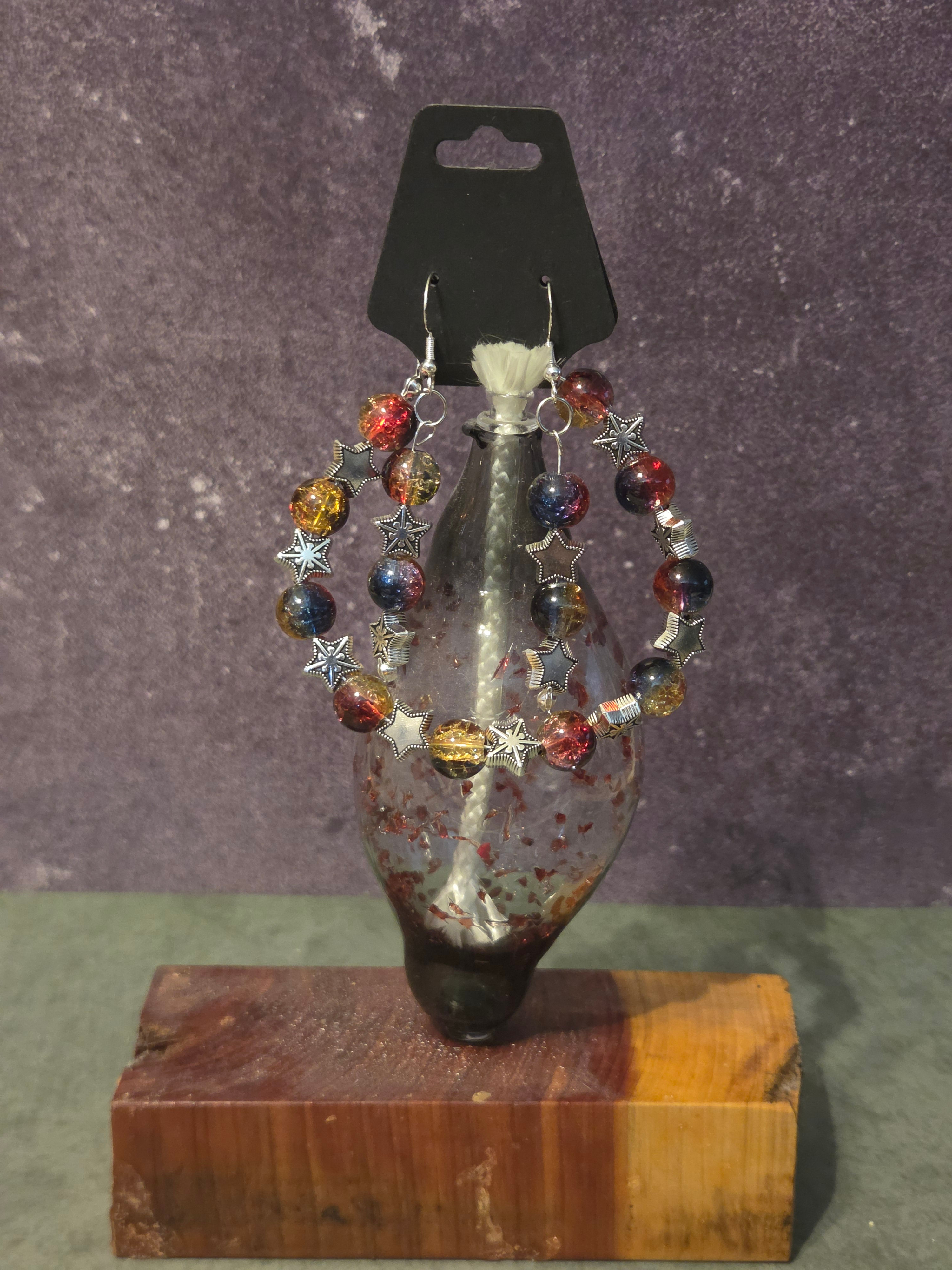 Fall Colors Glass Bracelet with Matching Earrings
