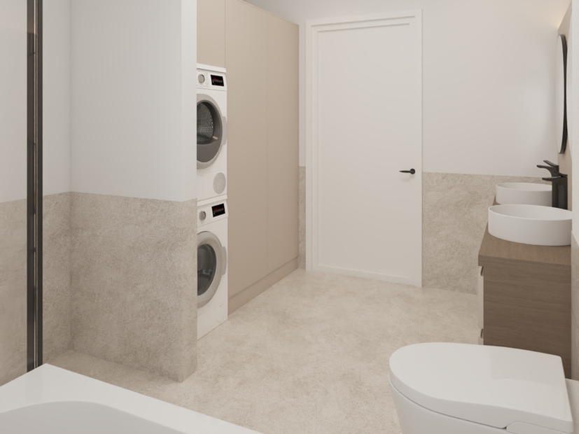 WKW Projekte – Neubau Doppelhaushälfte KfW 40 in Tiefenbach bei Passau | modernes Bad mit Dusche und Badewanne