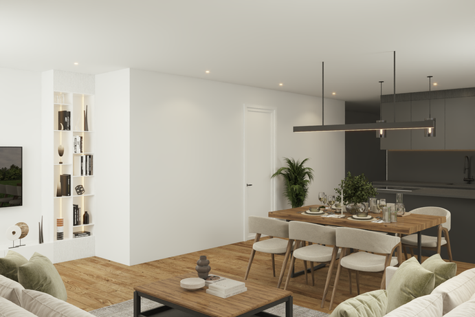 Offener Wohn- und Essbereich Neubau-Doppelhaushälfte in Tiefenbach bei Passau
Titel: Wohn- und Essbereich