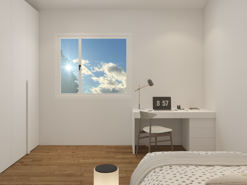 WKW Projekte – Neubau Doppelhaushälfte KfW 40 in Tiefenbach bei Passau | helles Kinderzimmer mit großzügigem Schnitt