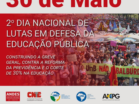 Entidades da educação preparam novo dia de lutas em 30 de maio
