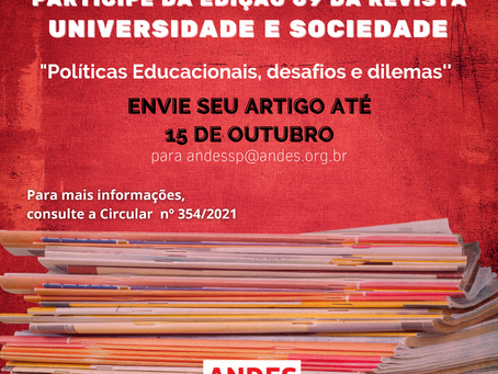 Artigos para revista Universidade e Sociedade podem ser enviados até 15 de outubro