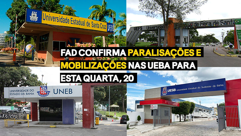 Fórum das ADs confirma paralisações e mobilizações nas Ueba nesta quarta (20)