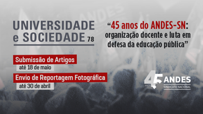 Revista Universidade e Sociedade anuncia prazos para Edição 78