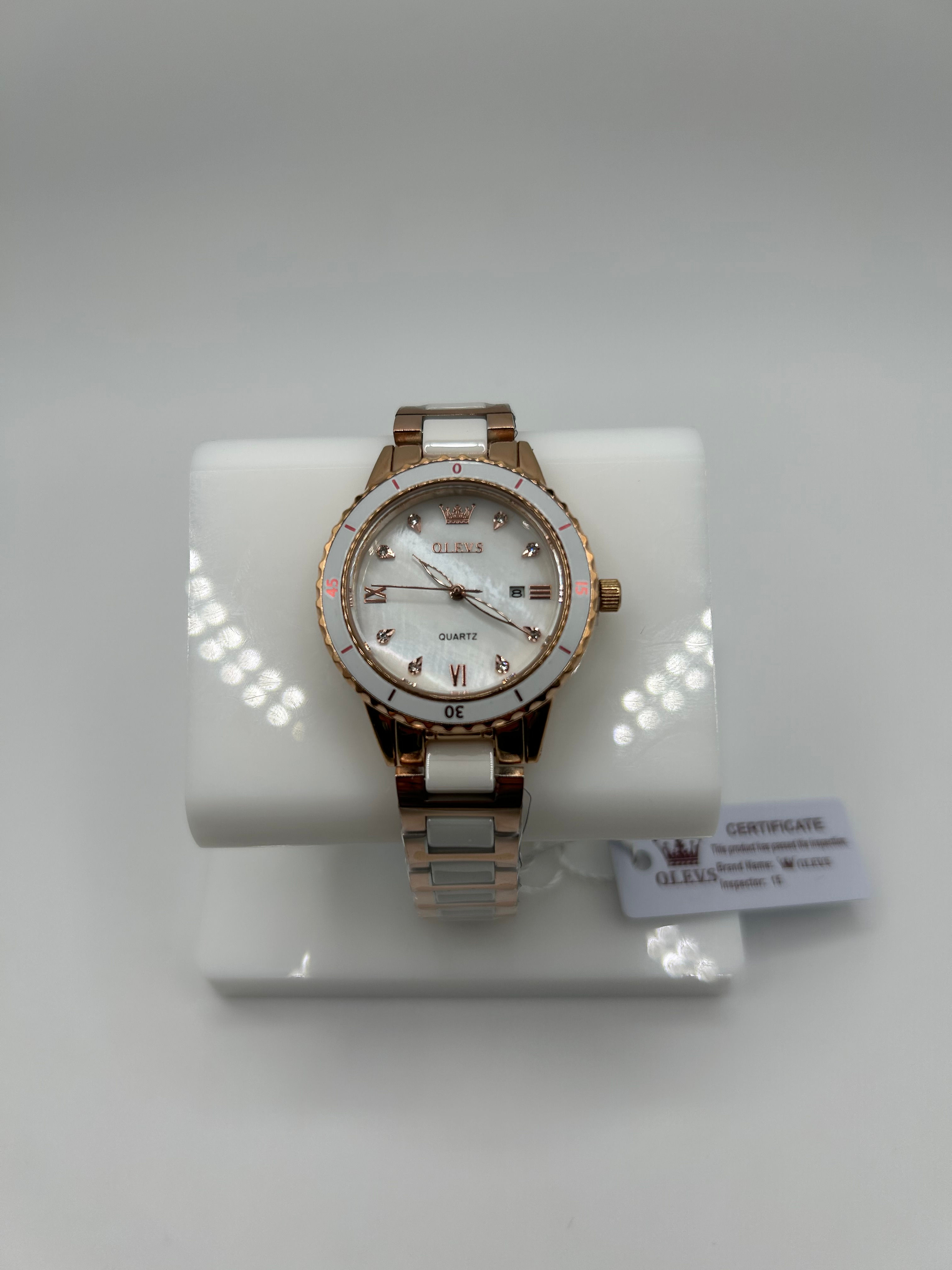 OLEVS ceramic model women's watch w/MOP Dial 9985
