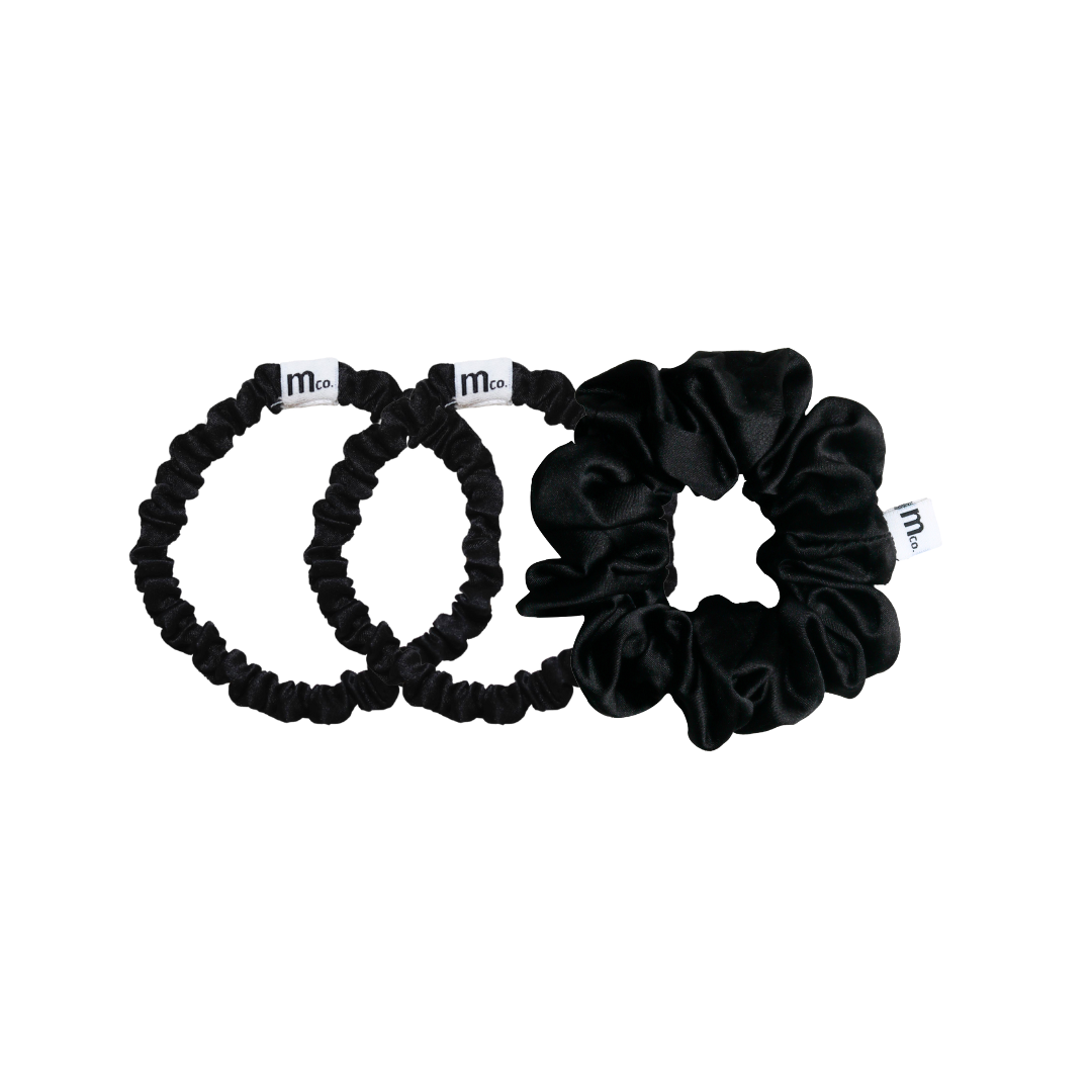 midnight basic black scrunchies set