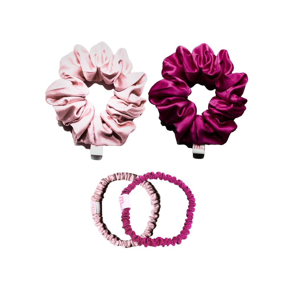 midnight silk scrunchies set (set of 4)