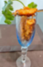 Amritsari salmon and baby corn skewers