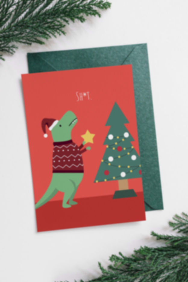 Weihnachtskarte "T-Rex"