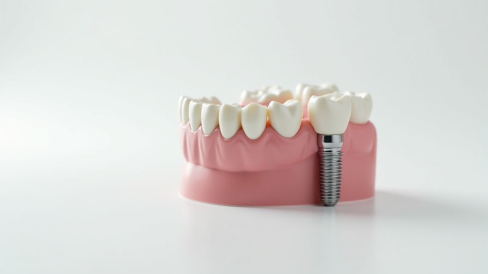 Close-up view of dental implant model on a white background