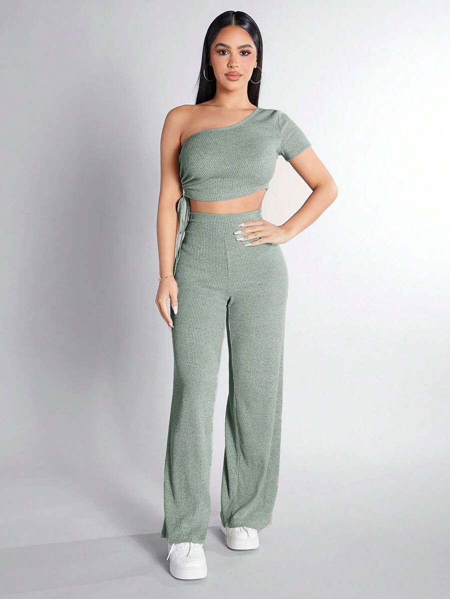 Top And Wide Waistband Long Pants Casual