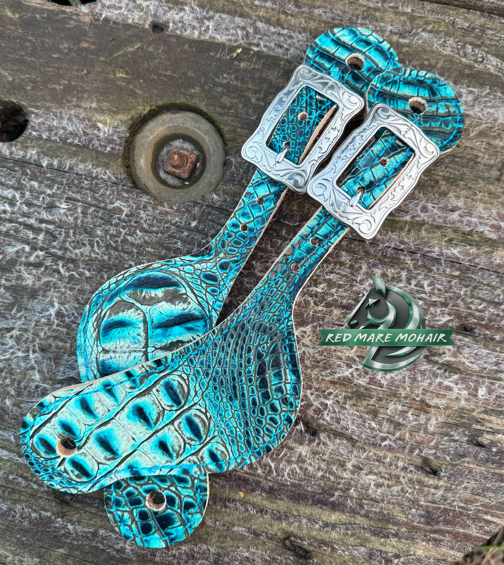 Turquoise Gator Spur Straps 
