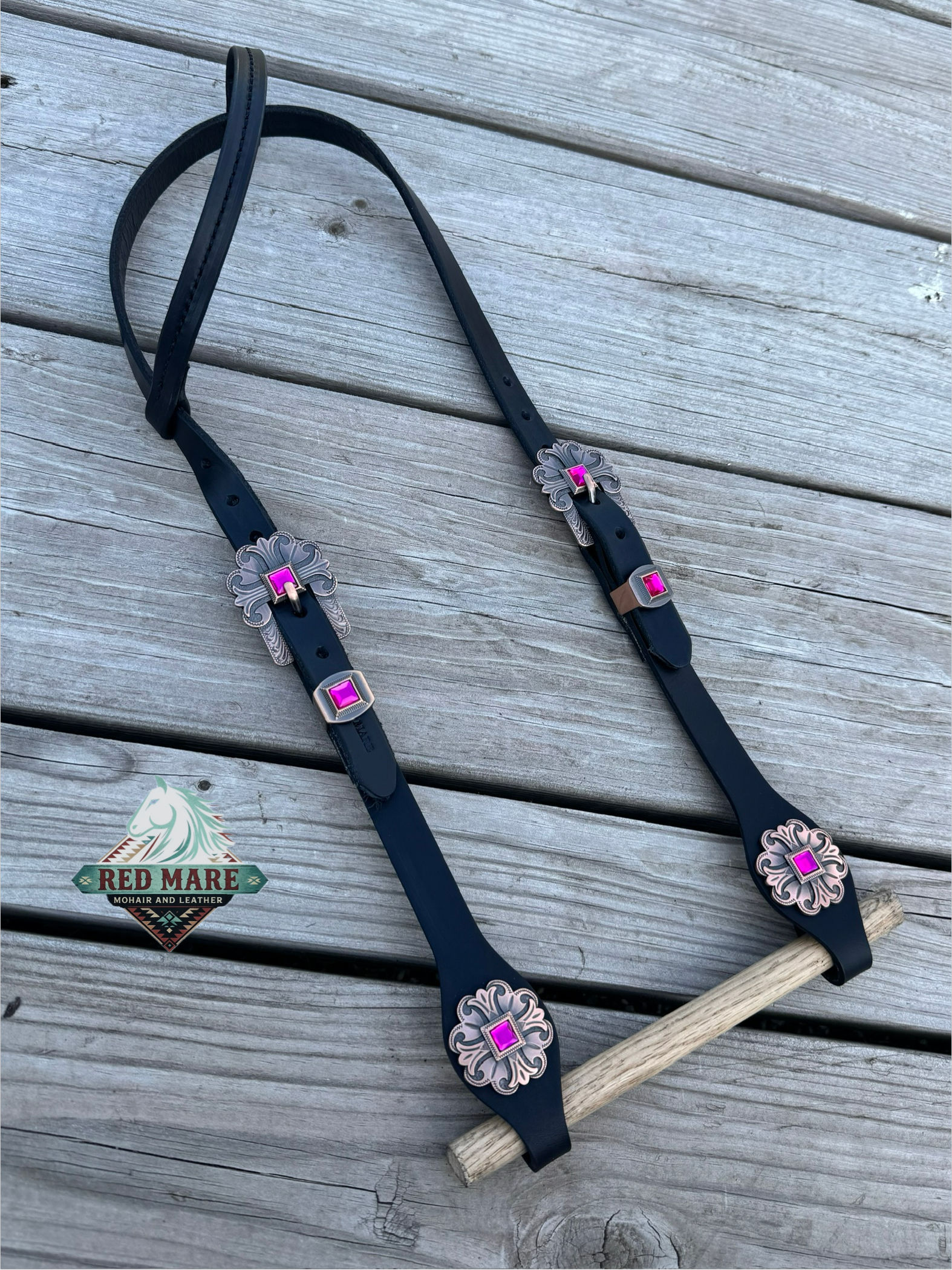 Black and Pink Working Headstall 