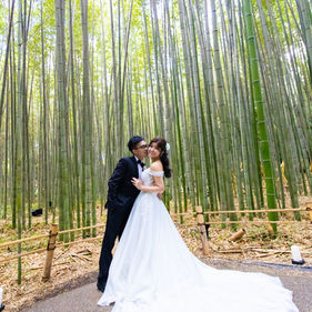 kyoto bamboo grove wedding photoshoot couple portrait