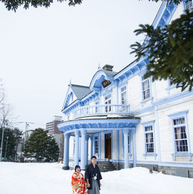 hokkaido european building kimono photoshoot couple portrait