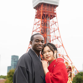 tokyo tower kimono photoshoot couple portrait