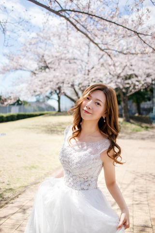yokohama cherry blossom bride portrait sakura park