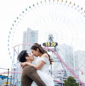 yokohama ferris wheel wedding photoshoot couple romantic