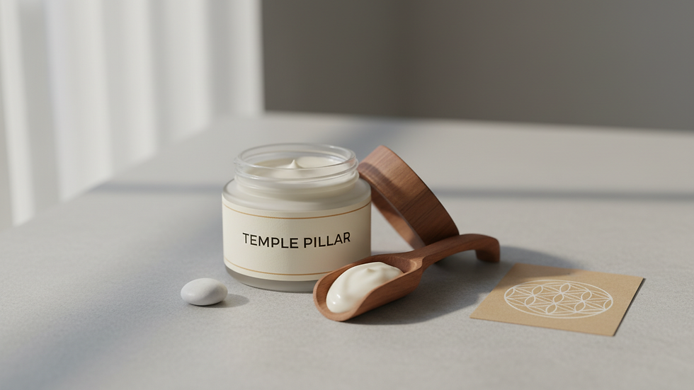Close-up view of natural pomade jar with wooden scoop