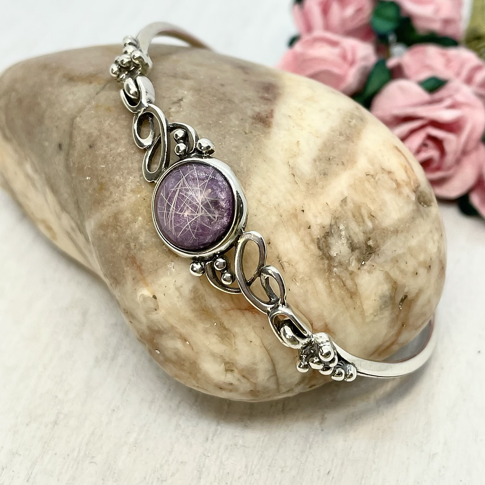 Thumbnail: Silver Bangle with Resin Stone