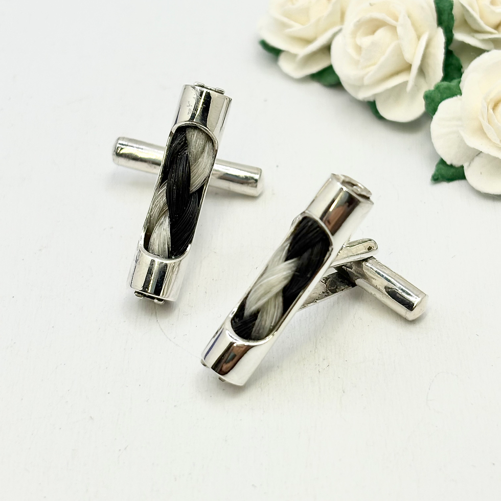 Thumbnail: Sterling Silver Cufflinks with a Braid of Horse Hair
