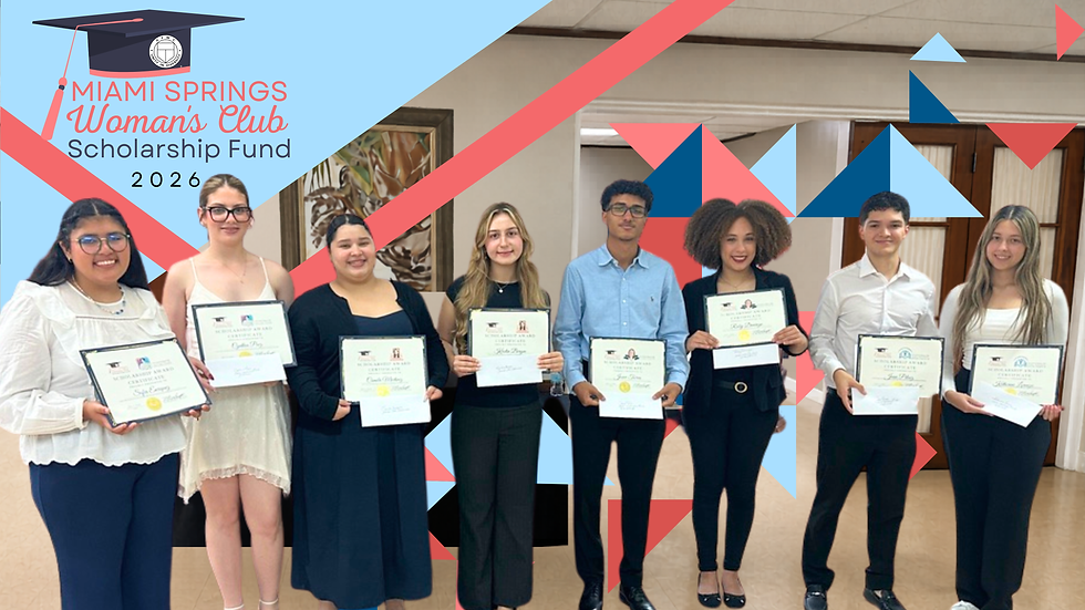 Our 2026 Scholarship Recipients from Miami Springs Sr. High & the Academy for Innovation Education Charter