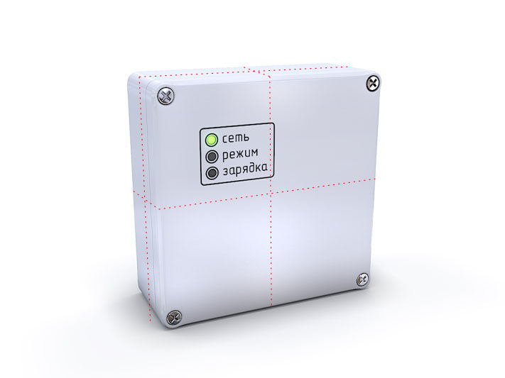 3D product rendering of the control unit with symmetry axes