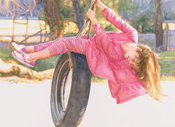 Happiness on a Tire Swing