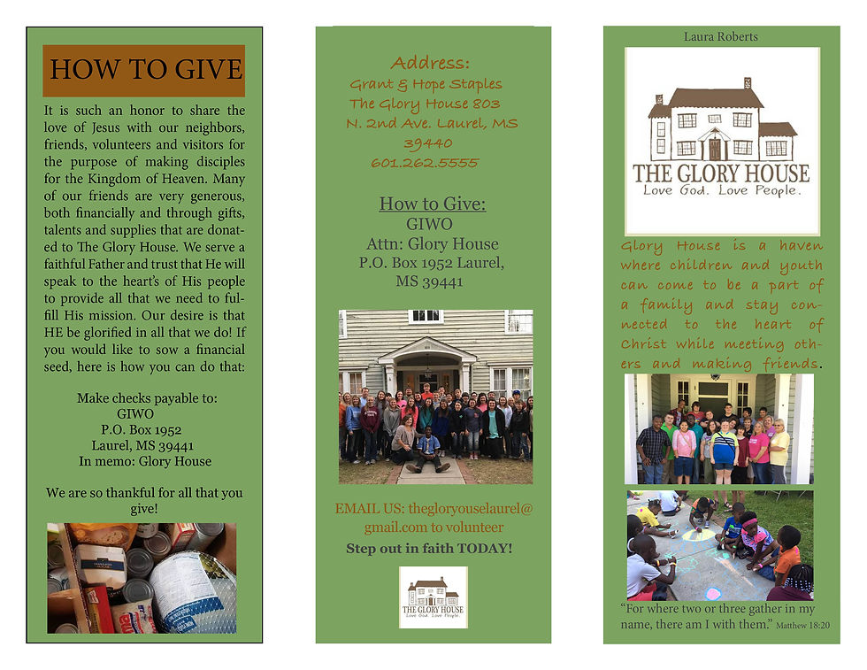 Brochure for Glory House