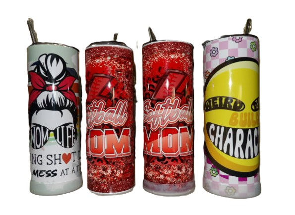 Tumblers - 20 oz skinny with straw & brush - "All about Her"