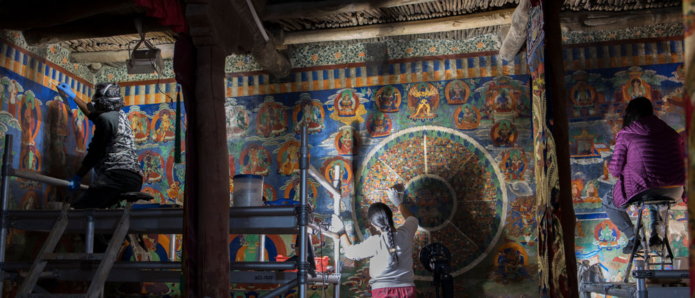 Bodhkharbu wall painting conservation, Ladakh