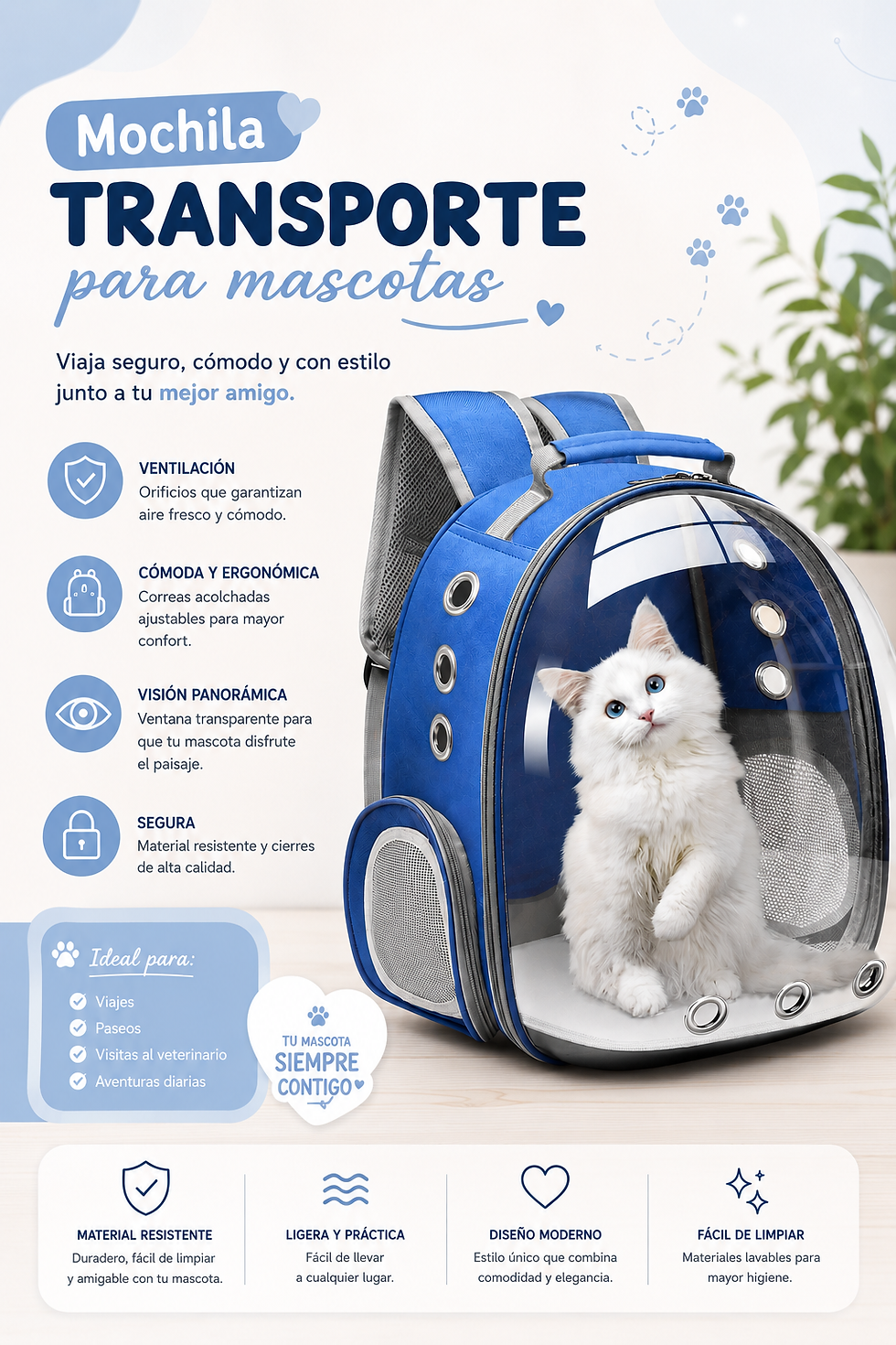 Miniatura: 🐾 Mochila Transportadora para Mascotas con Ventana Panorámica