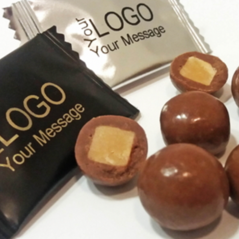chocolate salted caramel fudge in various packaging