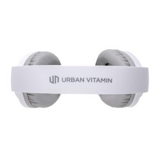 white printed headphones top view