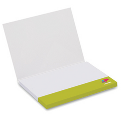 logo print white and green sticky notes