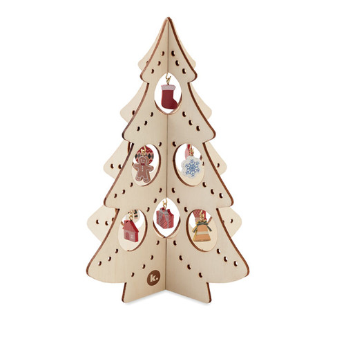 Wooden Xmas Tree and decorations