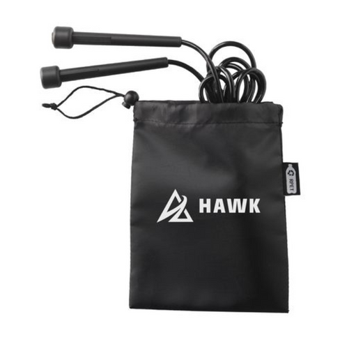 black skipping rope and branded pouch