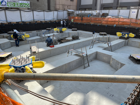 御徒町のオフィスビル　擁壁配筋検査