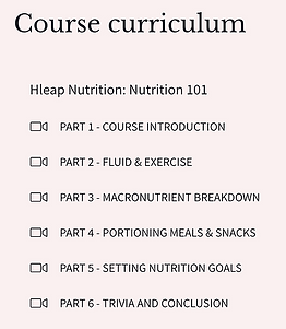 Modules for Nutrition 101 Course