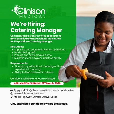 JOB VACANCY: CATERING MANAGER