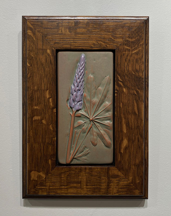 Thumbnail: Lupine Flower Framed Arts And Crafts Era Inspired Tile